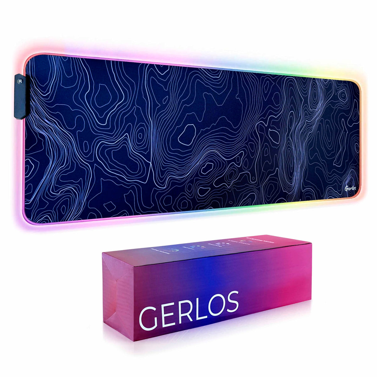 Gerlos RGB Gaming Mouse Pad, Large LED Desk Mat for Gamer, 31.5" x 11.8"
