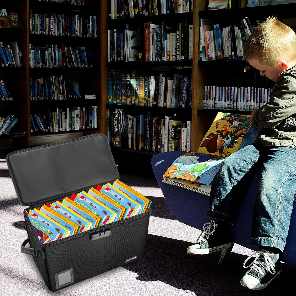 ELOBOON Comic Book Storage Box with Lock, Fireproof Comic Book Organizer