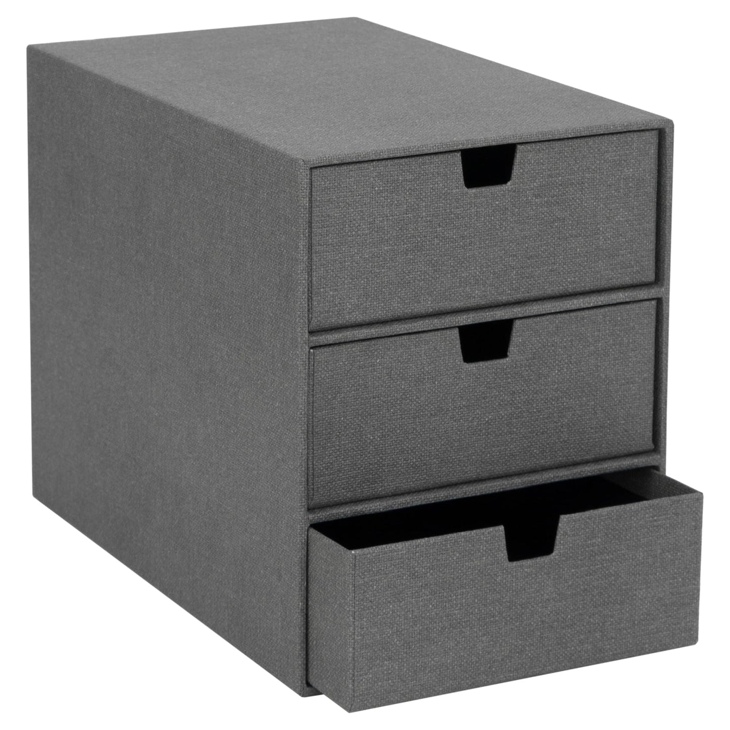 Bigso Box of Sweden Ingrid 3-Drawer Canvas Fiberboard Desk Organizer for Office Supplies and