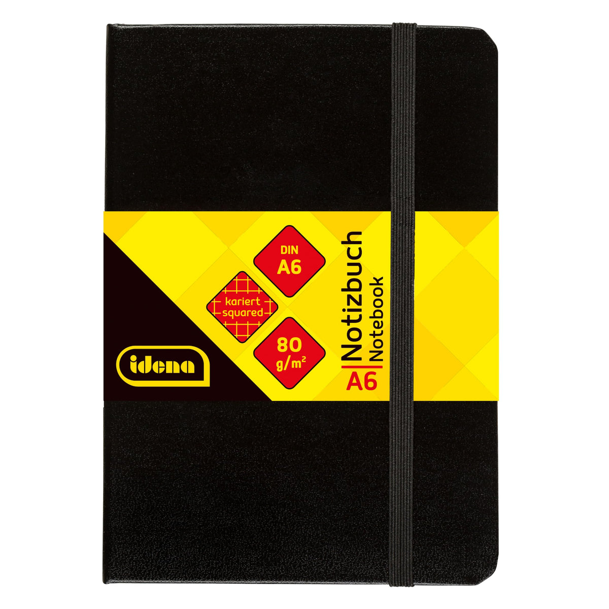 idena® DIN A6 Notebook 192 Pages 80 g/m², Square Ruled - Black 209282