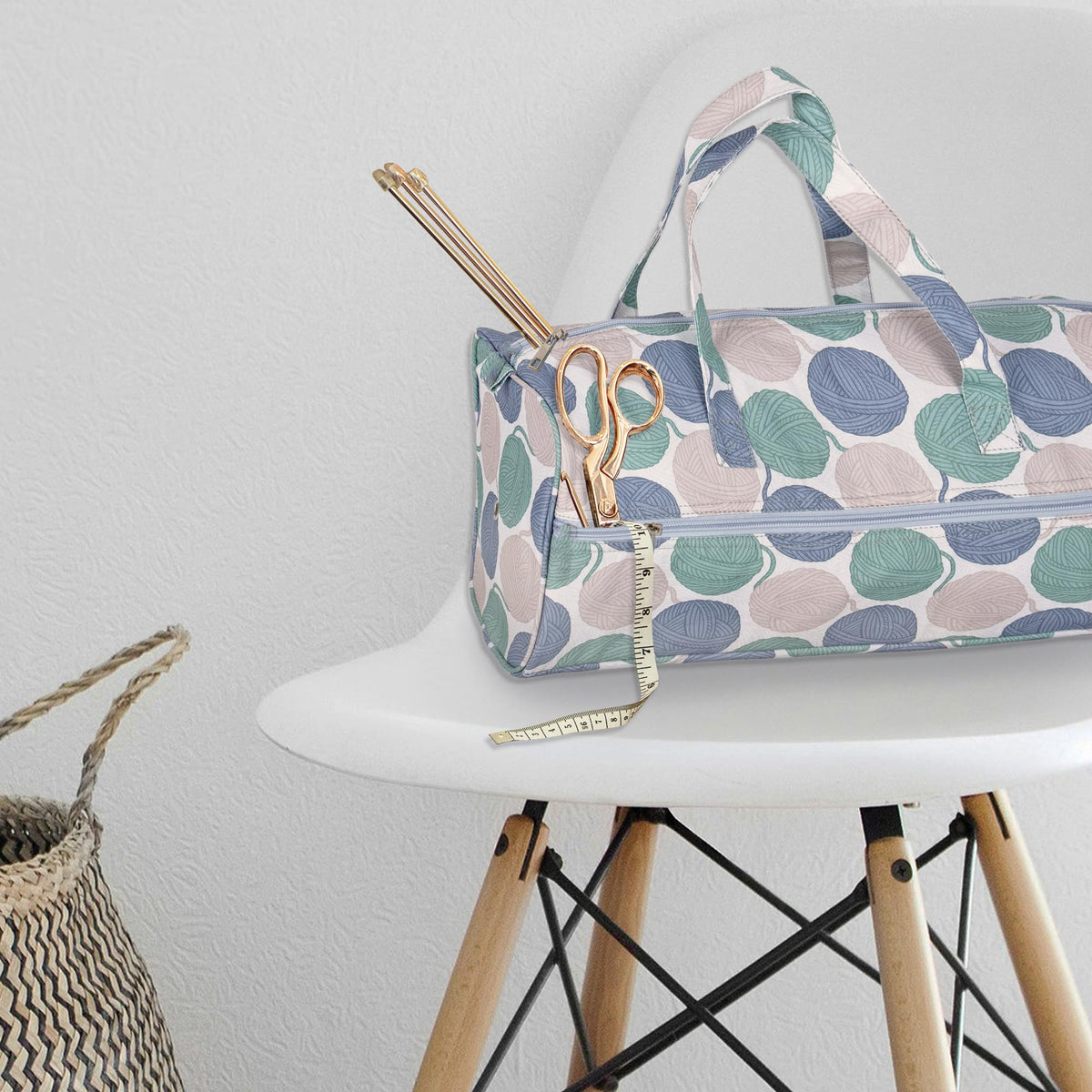 Hobby Gift Knitting Bag Large Yarn Storage Bag with Zippered Compartments for Knitting Needles