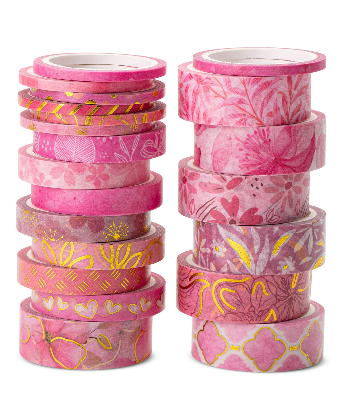 Mr. Pen- Washi Tape Set, 21 Rolls, Assorted Sizes, Floral Pink