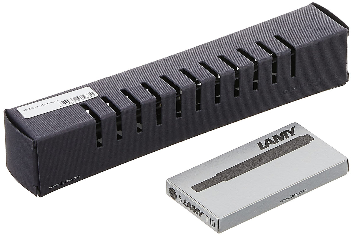 Lamy Safari Fountain Pen (19F) Black + 5 Black Ink Cartridges, (Model: L19BKF)