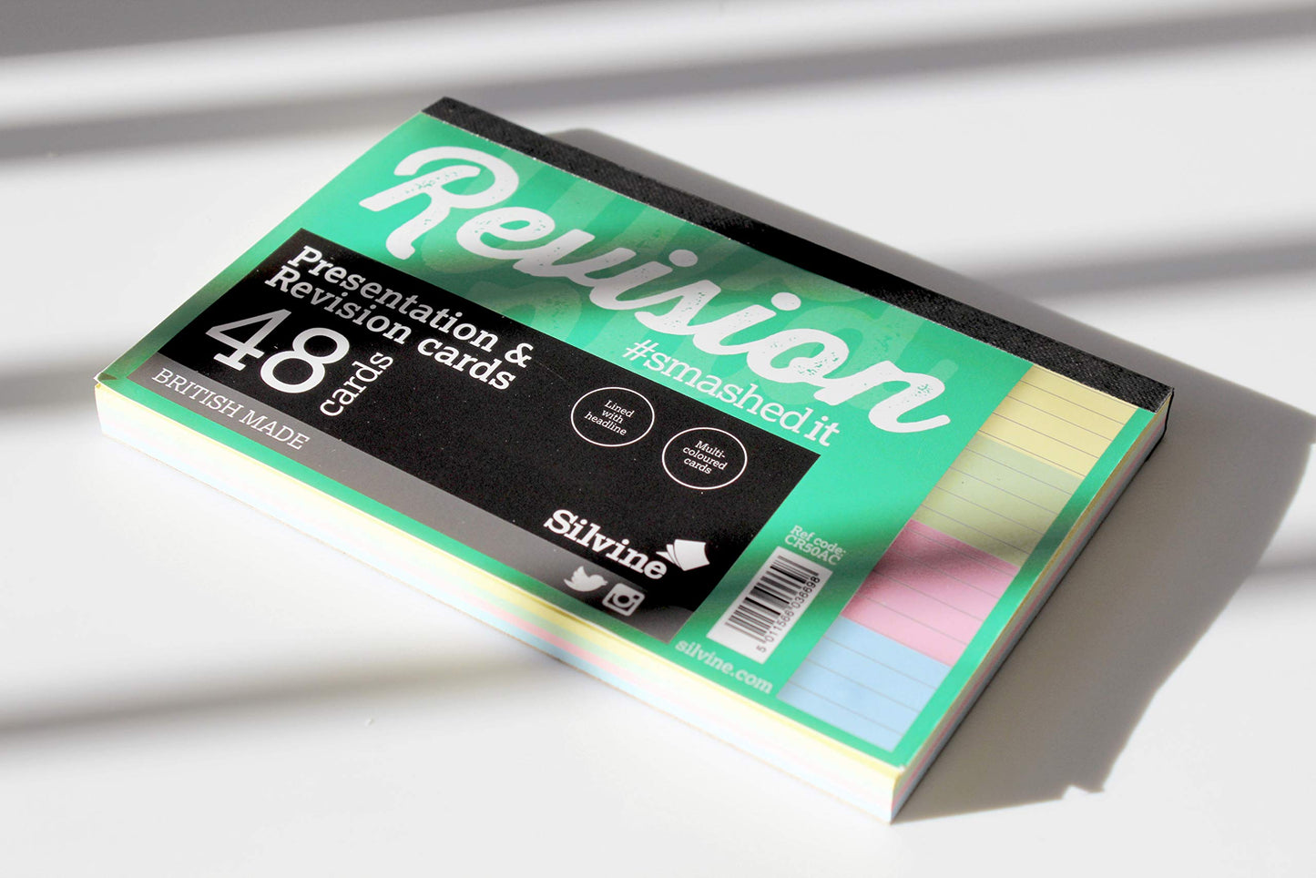 Silvine Luxpad 6x4" Gluebound Revision & Presentation Cards - Assorted Colours. 48 Cards Per Pad
