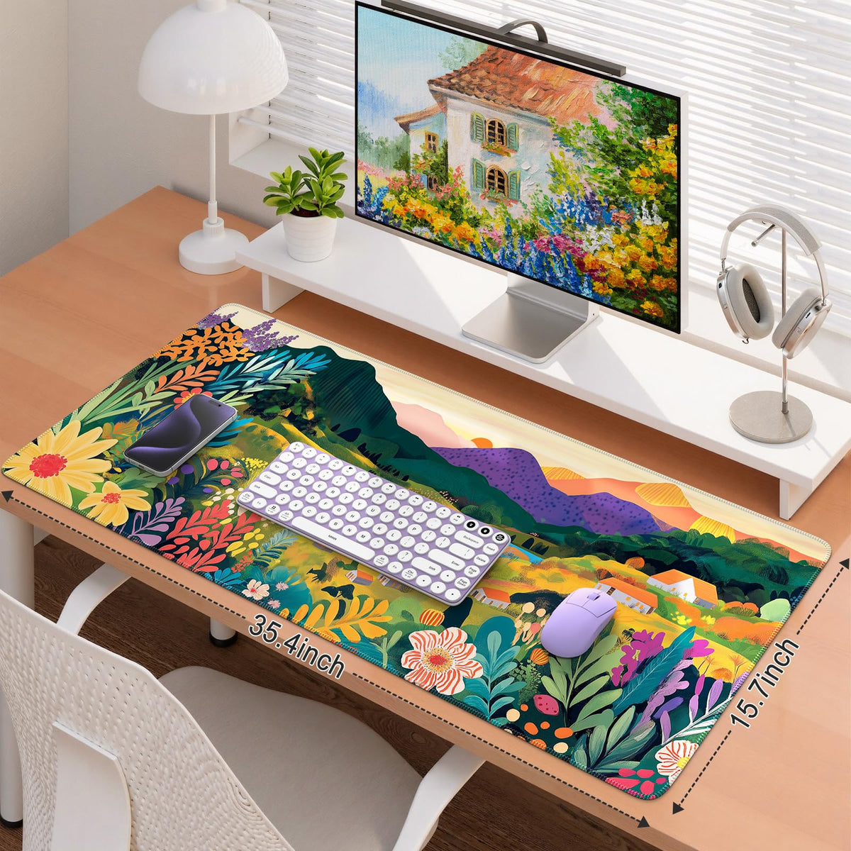 iCasso Large Gaming Mouse Pad 35"x16",Waterproof Desk Mat,Oil Painting