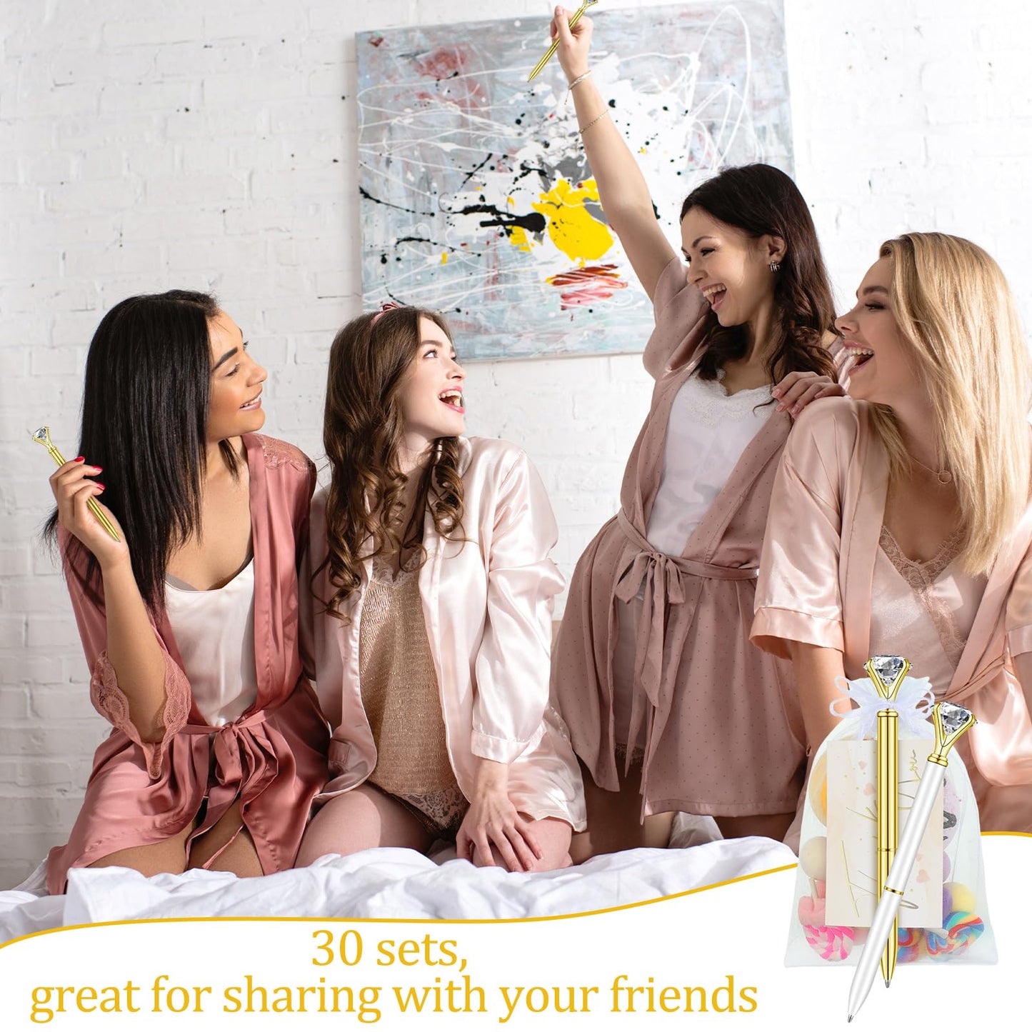 Yeaqee 91 Pcs Bridal Shower Pens Set, Gold, White, Classic Style