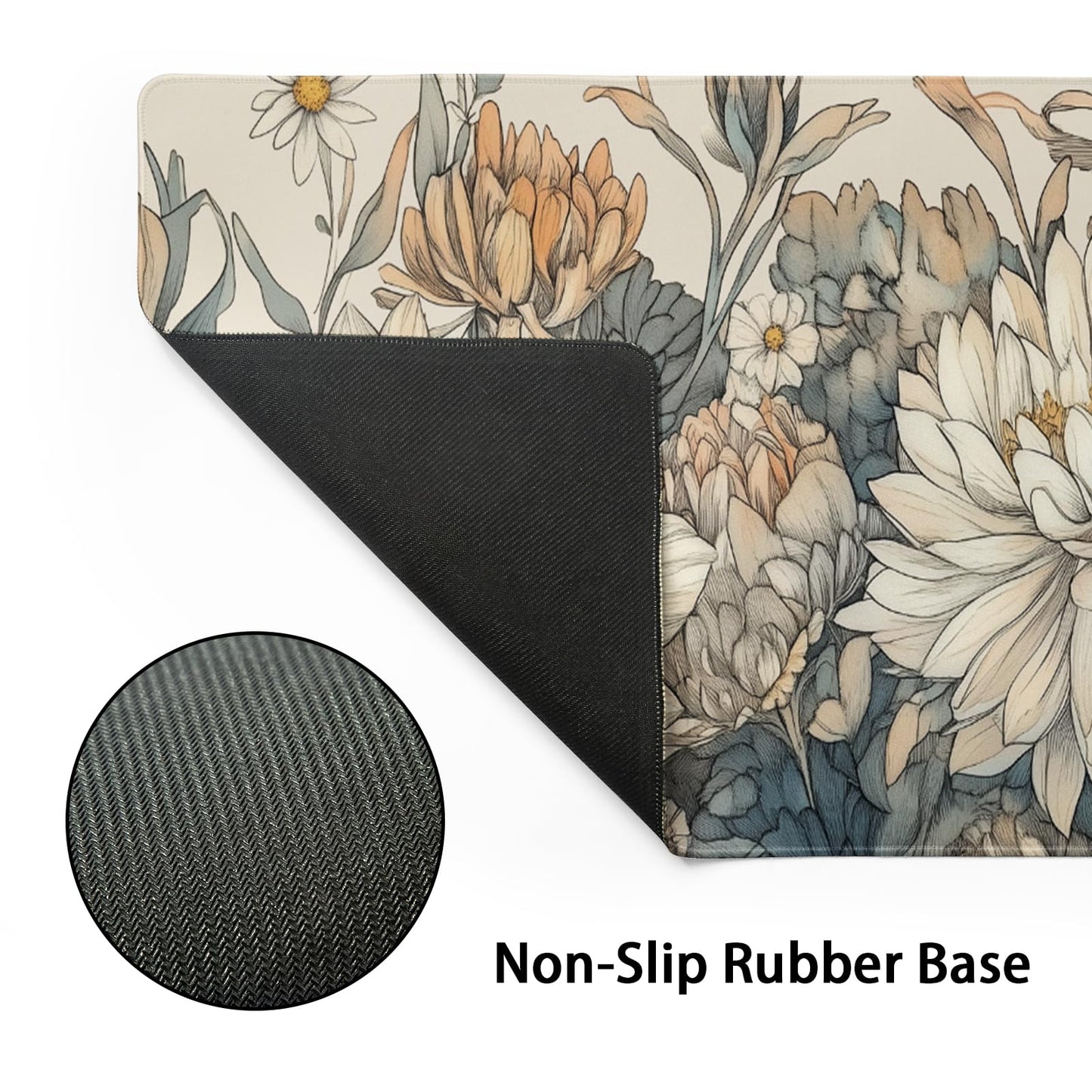 Japanese Minimalist Floral Desk Mat Watercolor Flowers XL Large Extended Gaming Mouse Pad 31.5x11.8