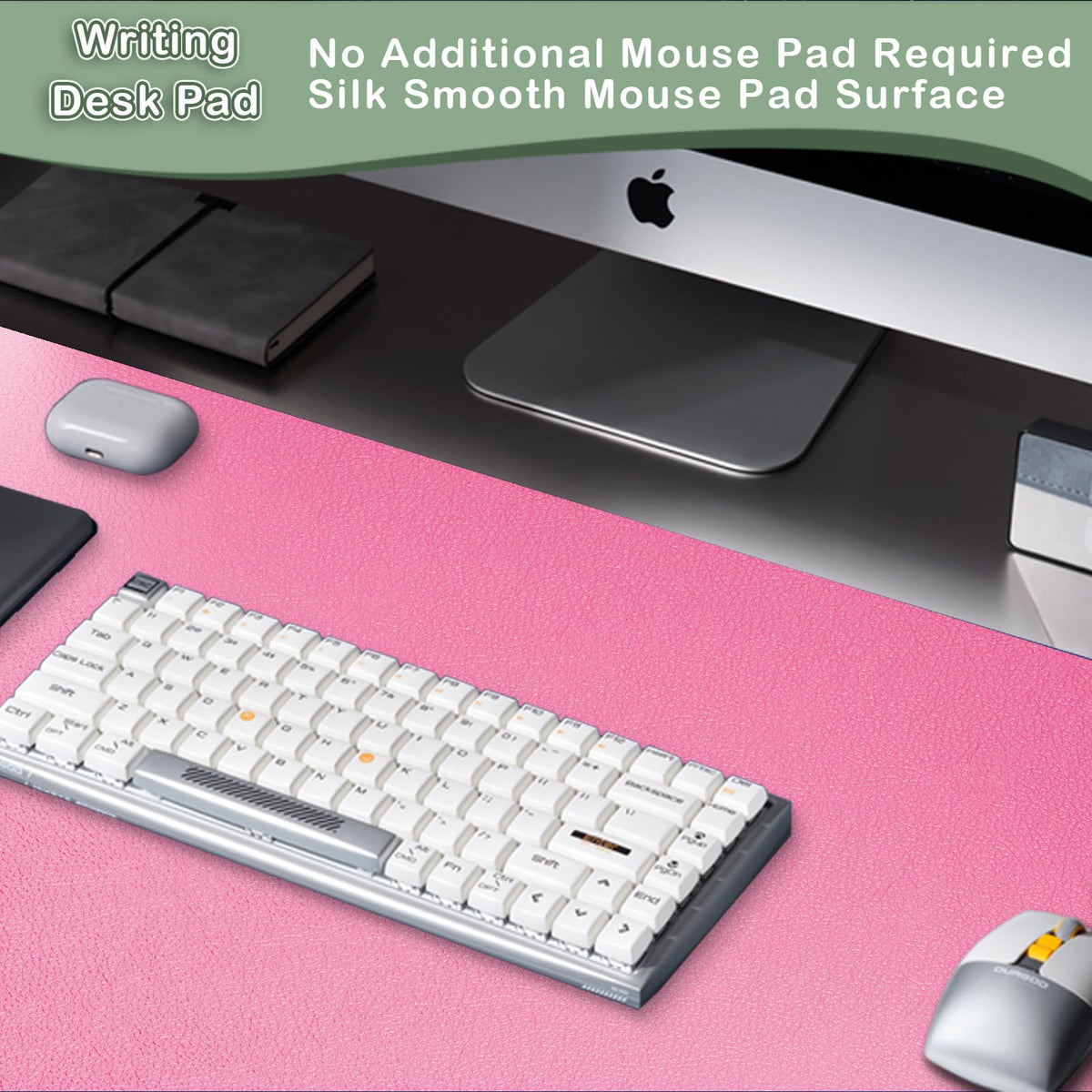Boutilon Leather Desk Pad Protector,Non-Slip Mouse Pad,Laptop Desk Pad,Office Mouse Mat,Waterproof