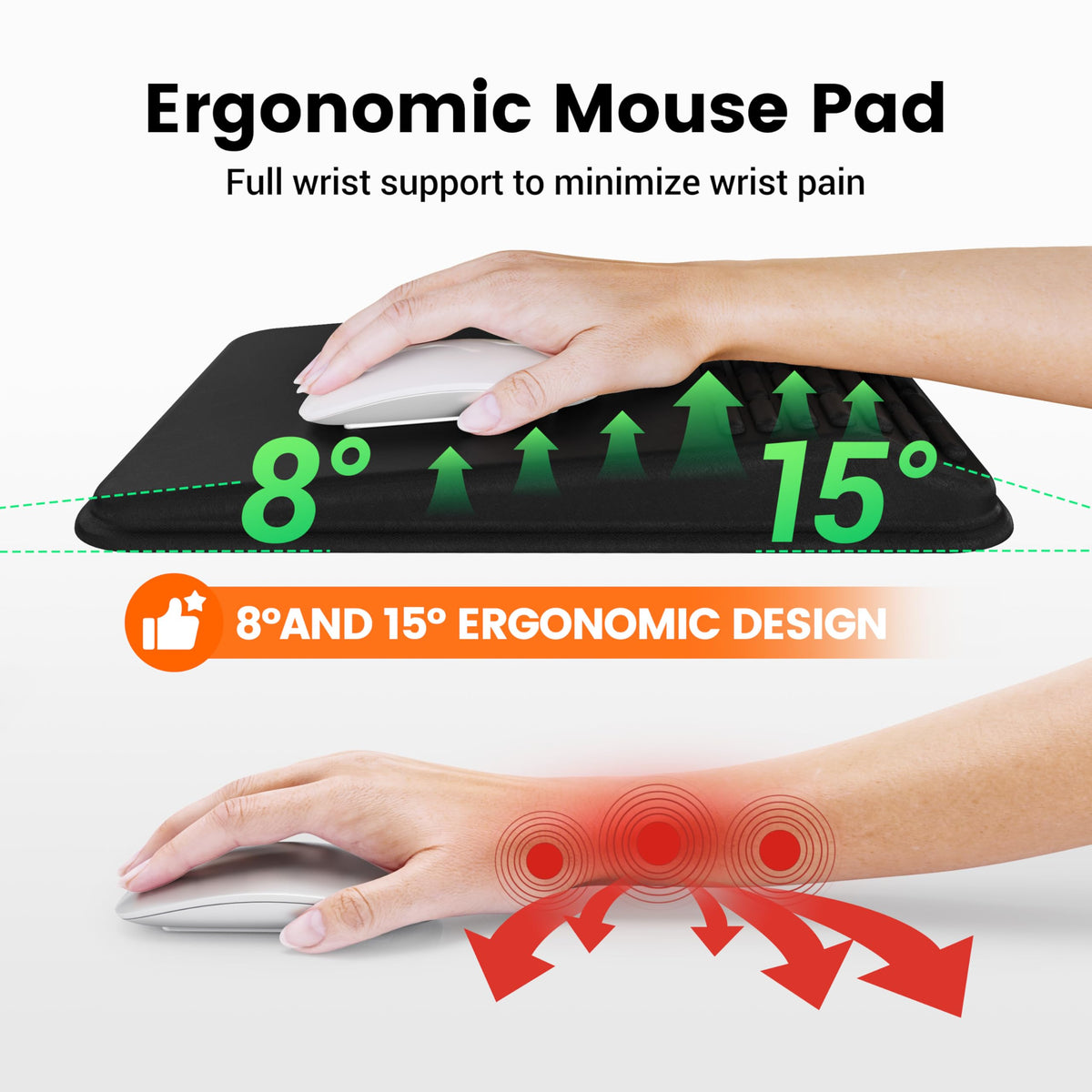 MEKASS Mouse Pad with Wrist Rest, Ergonomic Slope Mousepad for Carpal Tunnel Pain Relief, Memory