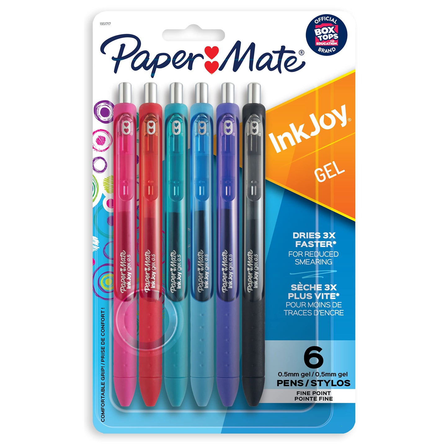 Paper Mate InkJoy Gel Pens, Fine Point, Assorted Colors, 6 Count
