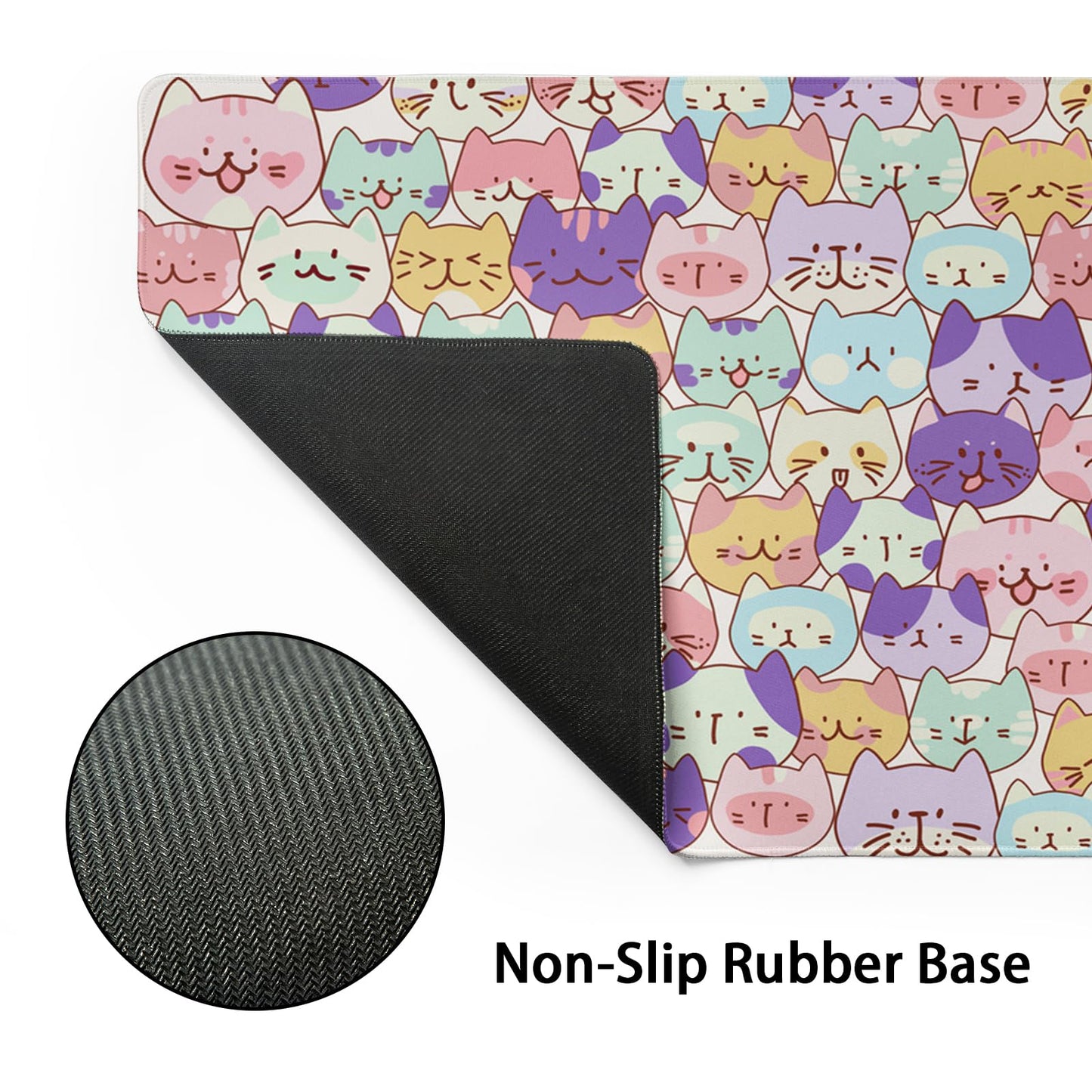 Cute Cat Mouse Pad XXL Large 35.4"x15.8" Extended Gaming Mousepad Kawaii Cat Mouse Mat for Women