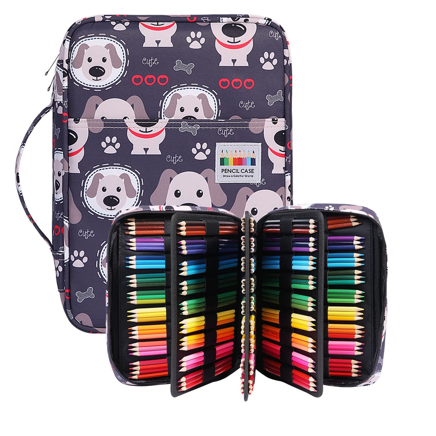 BOMKEE Coloring Pencil Case 220 Slots Pencils/Gel Pens Organizer Waterproof Travel Case Zipper