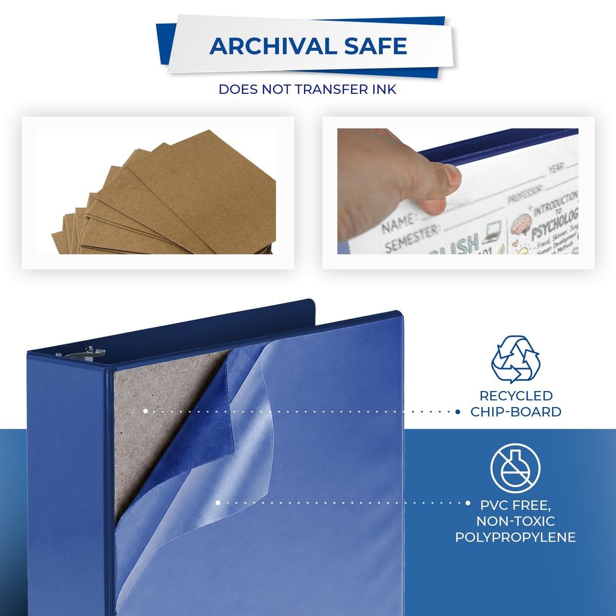 Samsill 3 Inch 3 Ring Binders, Economy Round Ring, Clear View Cover, 550 Sheet Capacity - for