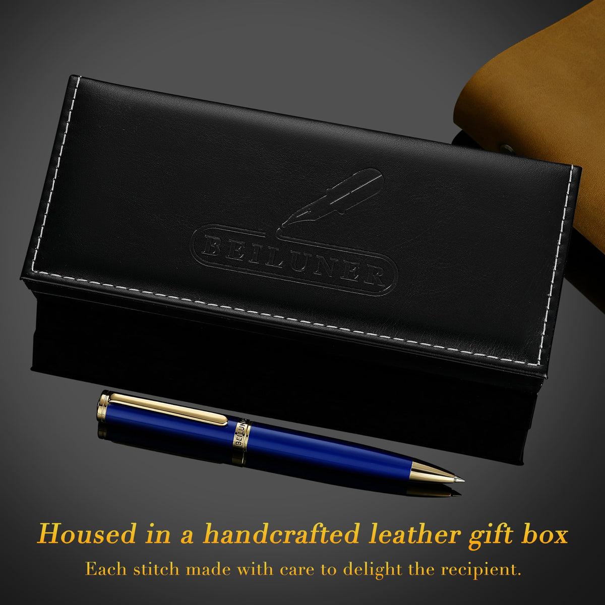 BEILUNER Blue Lacquer Gel Pen - Stunning Luxury Pen with 24K Gold Finish, ADMOK Black Refill