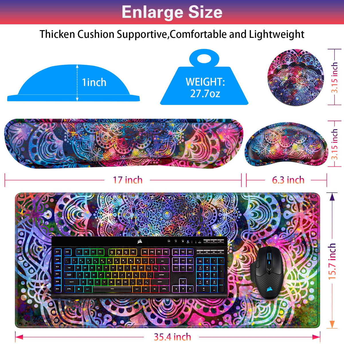 Canjoy Desk Mat with Wrist Rest, Keyboard and Mouse Pad Wrist Support Pad