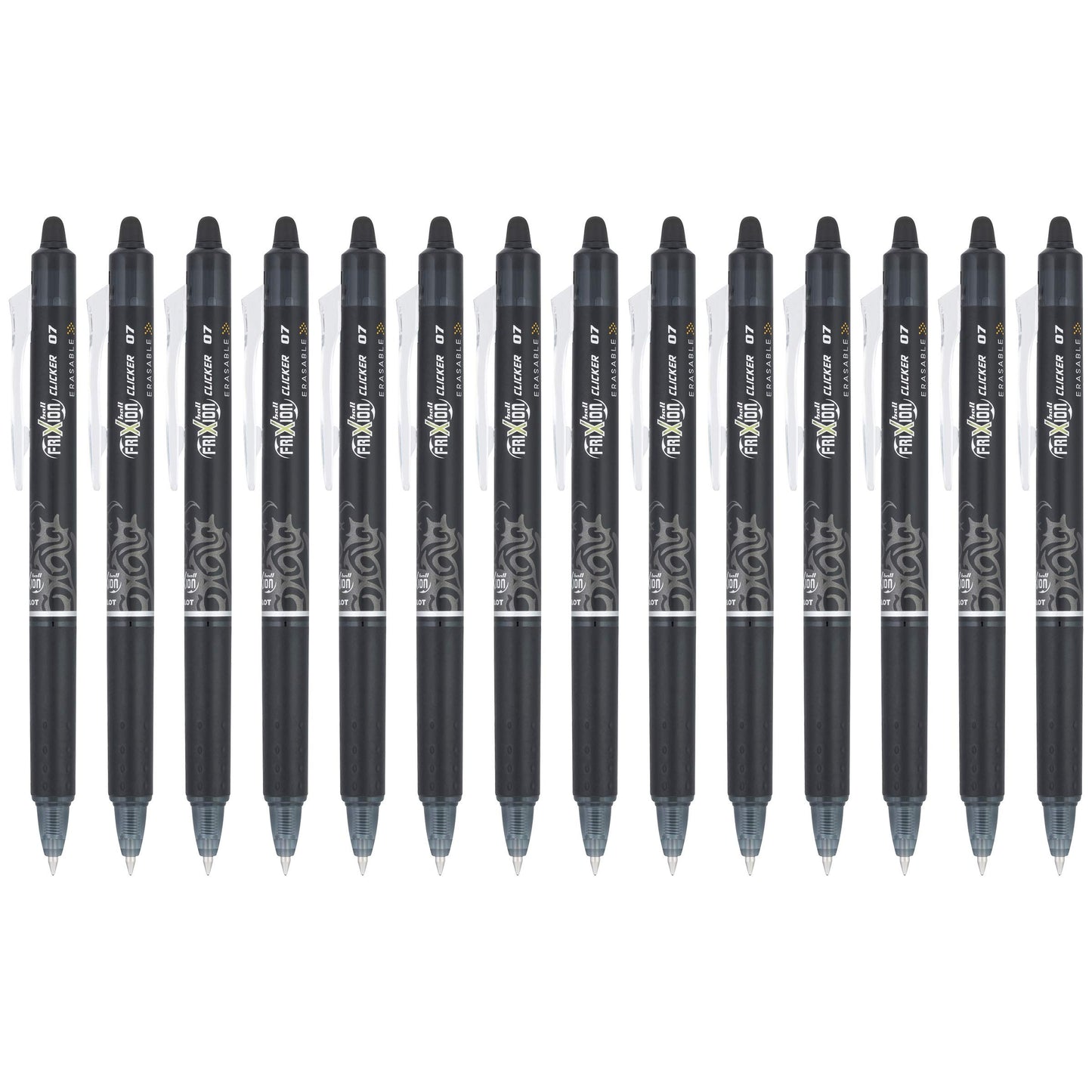 Pilot FriXion Clicker Erasable Gel Pens, Fine Point (0.7mm), Black Ink, 14-Pack - Refillable