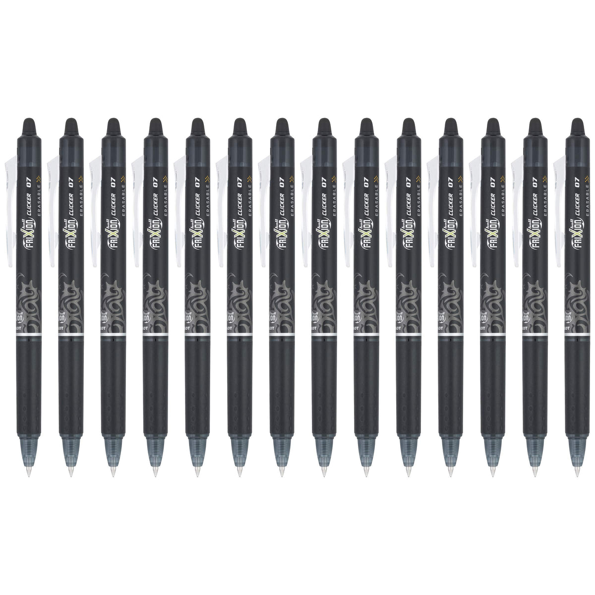 Pilot FriXion Clicker Erasable Gel Pens, Fine Point (0.7mm), Black Ink, 14-Pack - Refillable