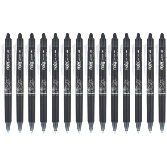 Pilot FriXion Clicker Erasable Gel Pens, Fine Point (0.7mm), Black Ink, 14-Pack - Refillable
