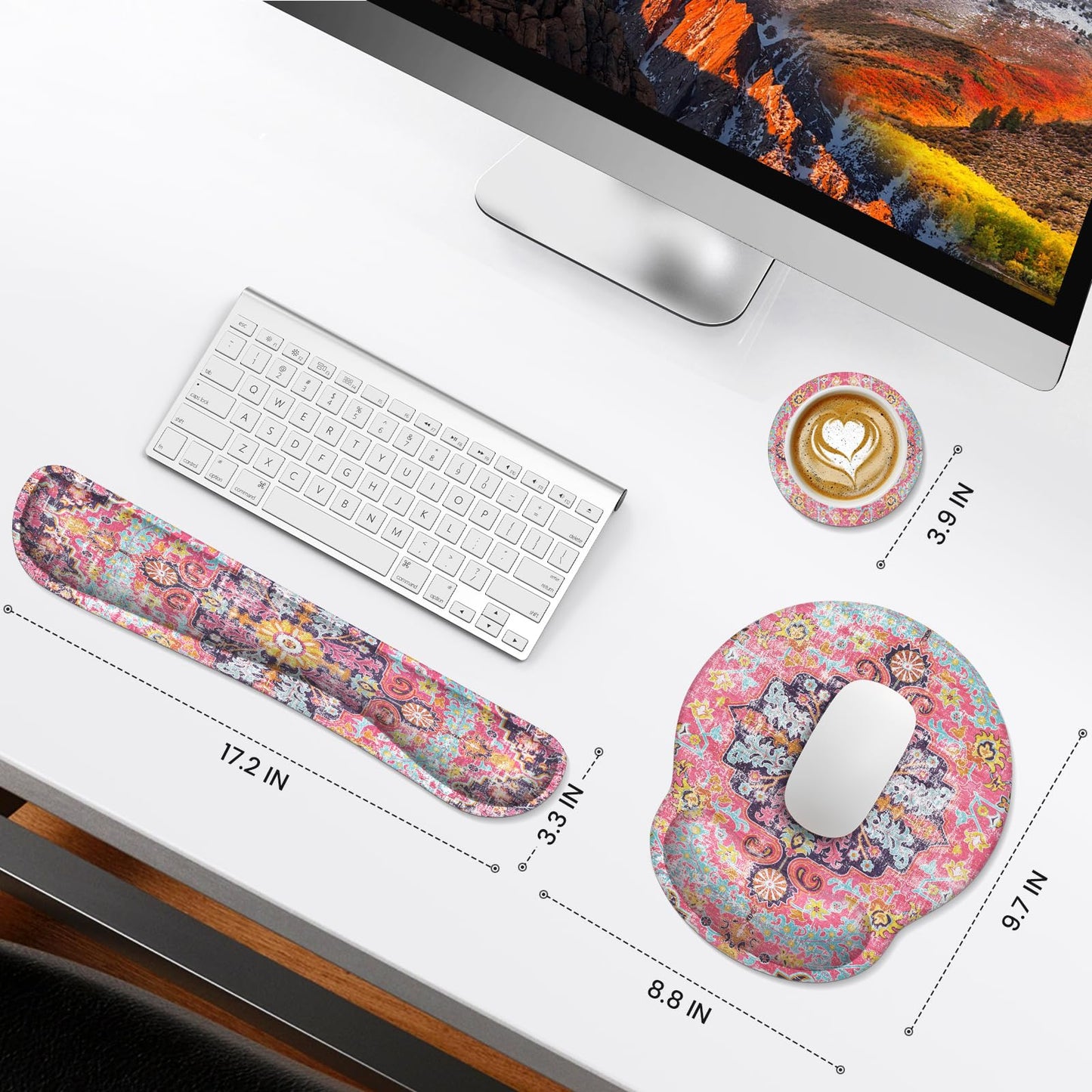 iLeadon Ergonomic Mouse Pad Set with Wrist Rest Non-Slip Desk Mat Set