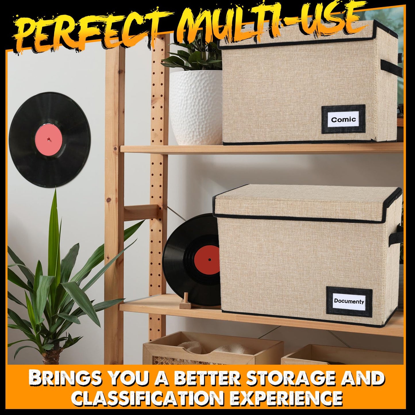 Chuangdi 6 Pcs Comic Book Storage Boxes,Beige