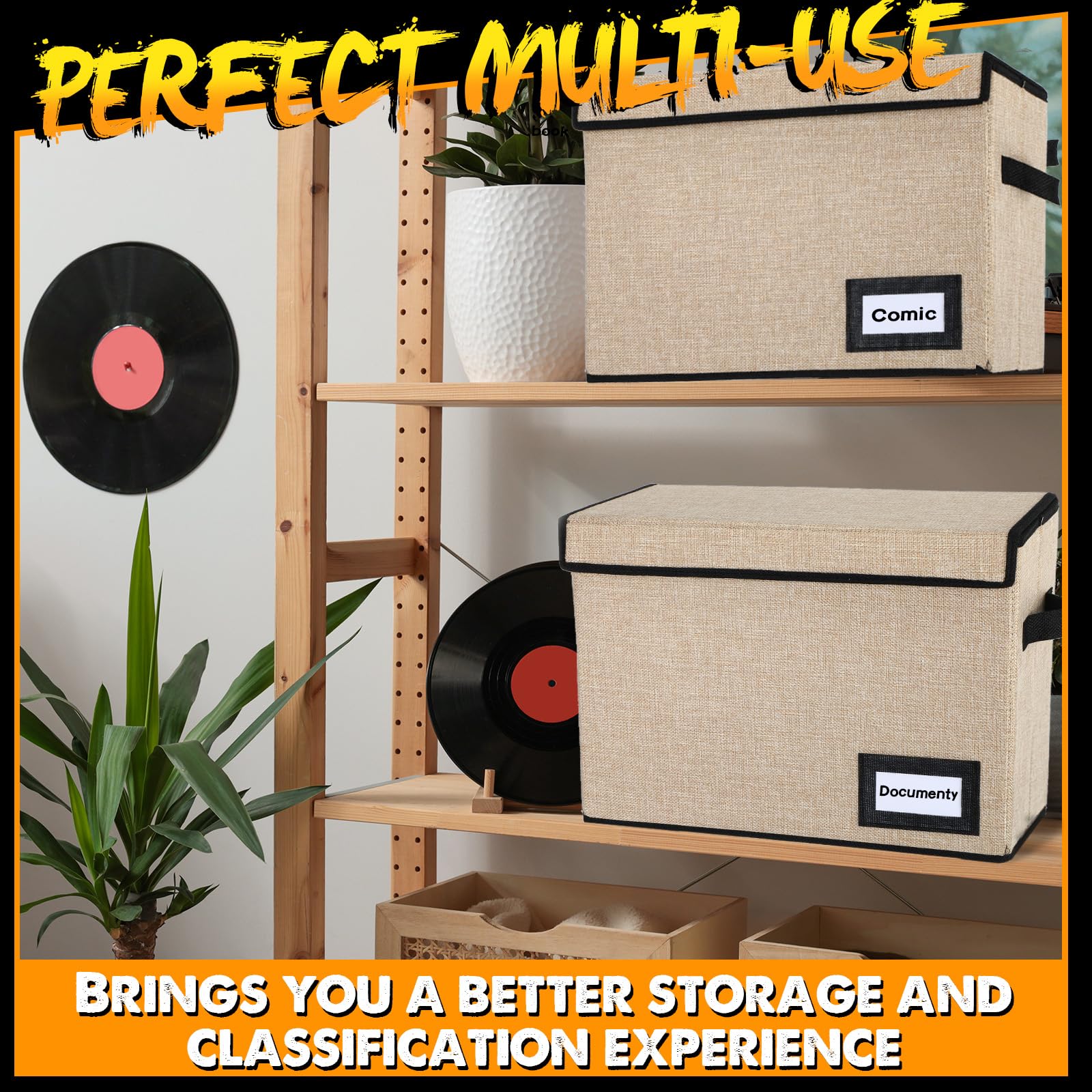 Chuangdi 6 Pcs Comic Book Storage Boxes,Beige