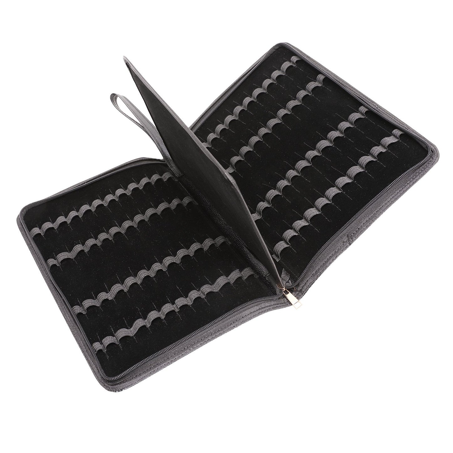 Topoomart 48 PU Leather Fountain Pen Case Large Capacity Black Roller Ball Pen Holder Bag Pouch