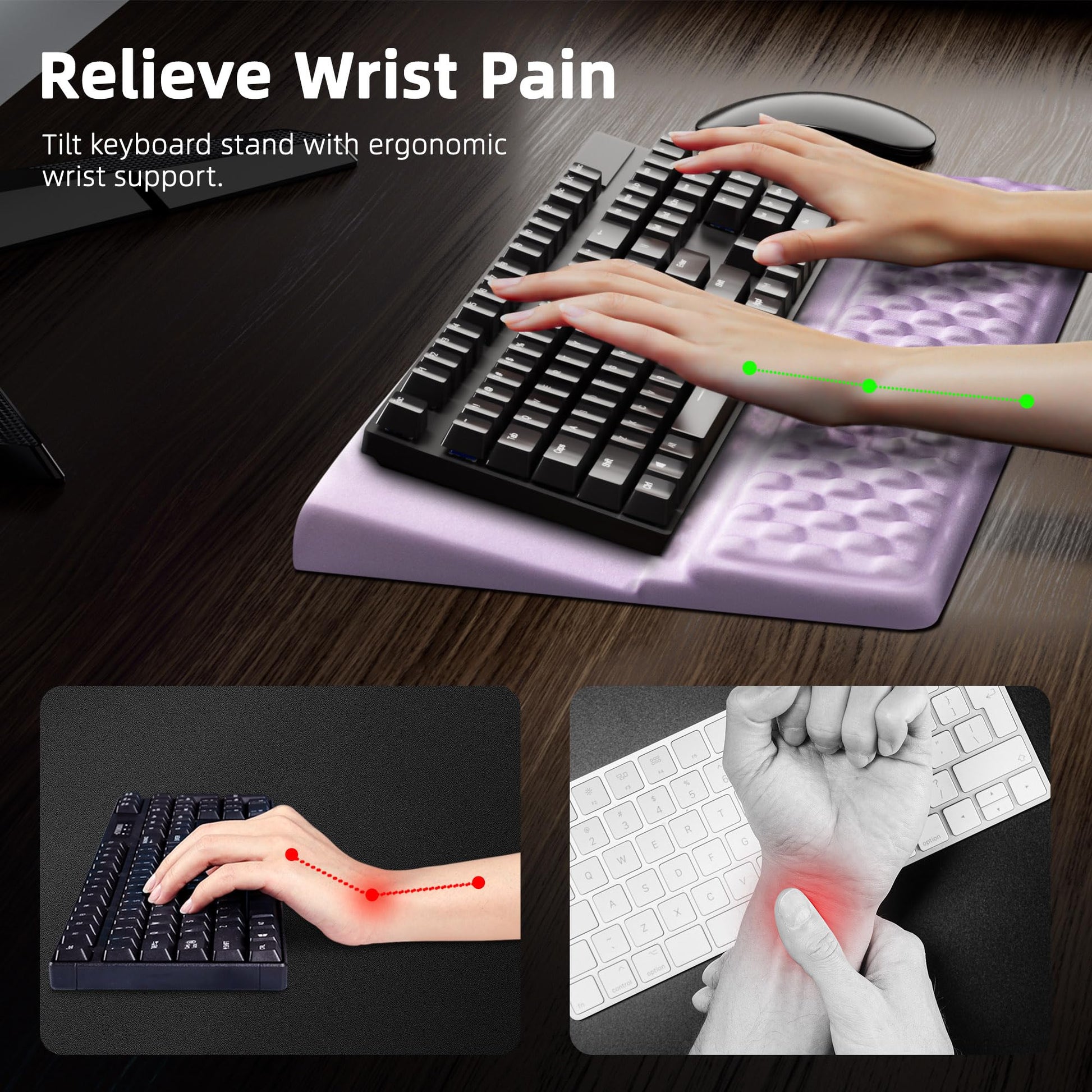 Ospelelf Keyboard Wrist Rest Pad, Comfy Ergonomic Keyboard Stand Riser Holder, Computer Wrist