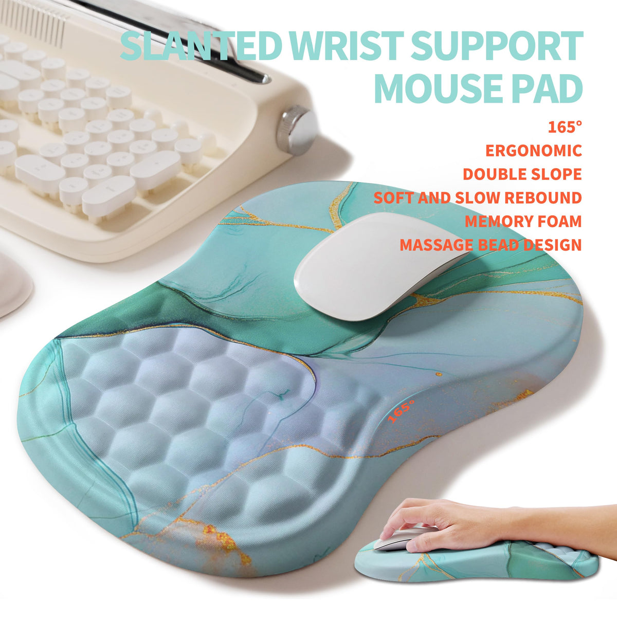 KUOSGM 2-in-1 Ergonomic Set, Wave Rise Keyboard Wrist Rest and Massage Bulge Slope Mouse Pad Wrist