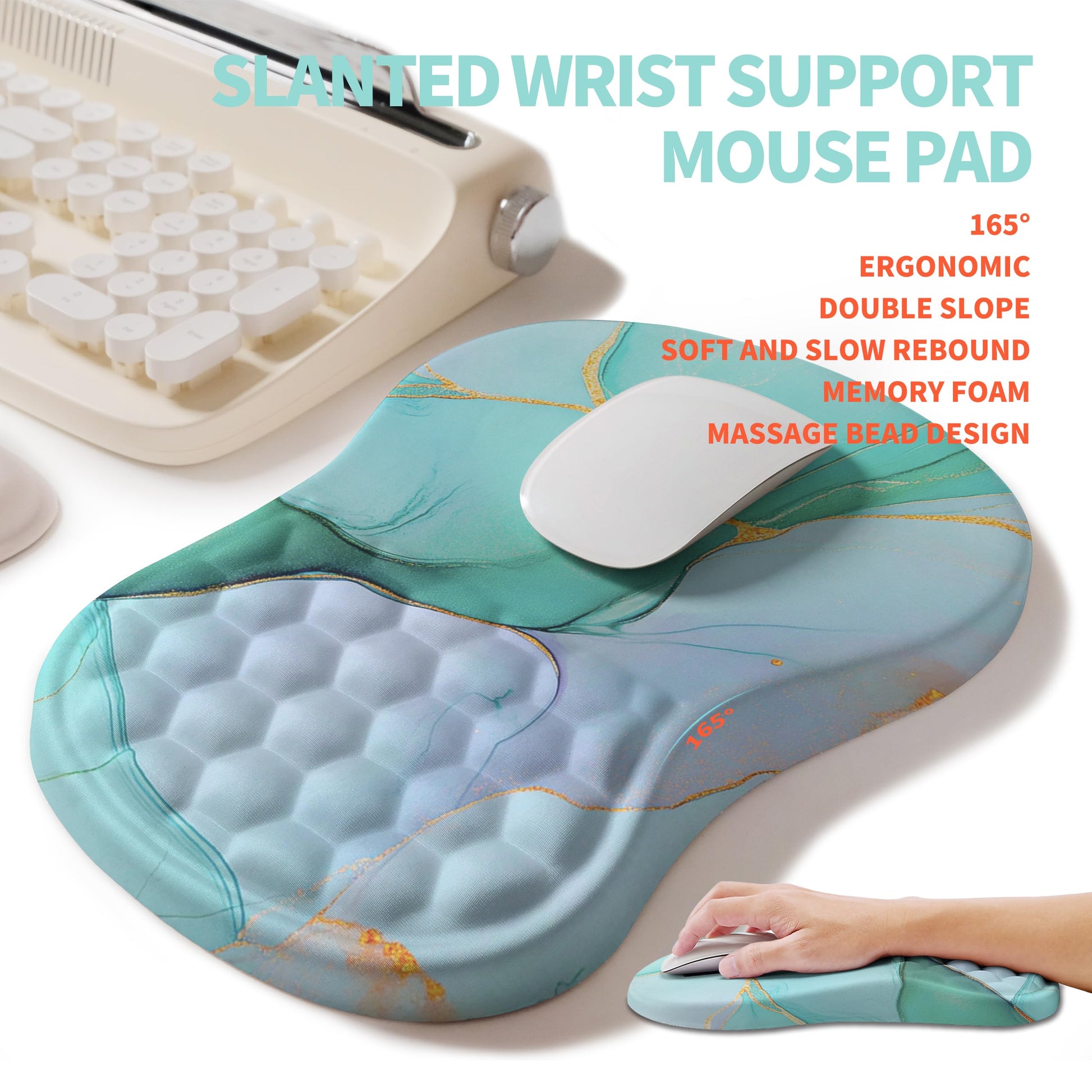 KUOSGM 2-in-1 Ergonomic Set, Wave Rise Keyboard Wrist Rest and Massage Bulge Slope Mouse Pad Wrist