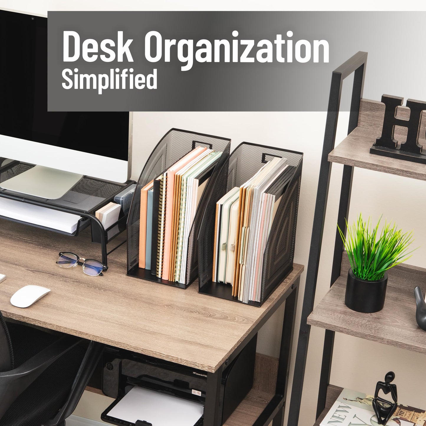 Mind Reader Vertical File Organizers, Desktop File Holders for Folders, Magazines, and Paperwork