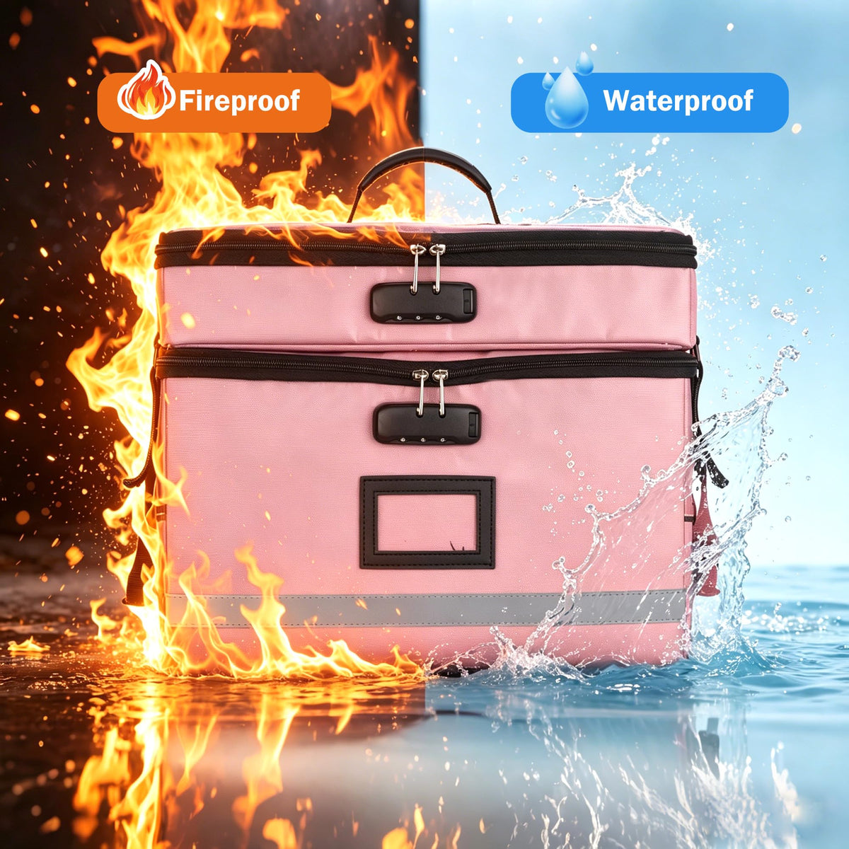 EXLIFBAG Fireproof File Organizer with Lock, 2 Layer