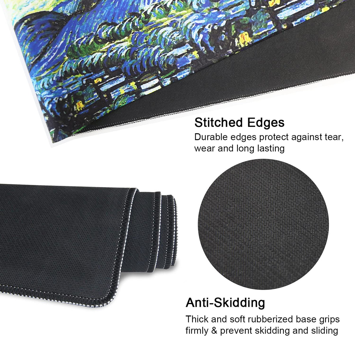 Meffort Inc Extra Large Extended Gaming Desk Mat 34.75 x 15.25 inch Mouse Pad - The Starring Night