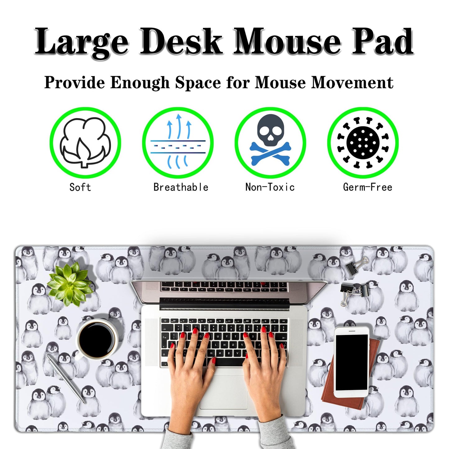 Samgula Gaming Mouse Pad White, Big Mouse Pads Office Desk Pad, XXL Mousepad Non-Slip Rubber Base