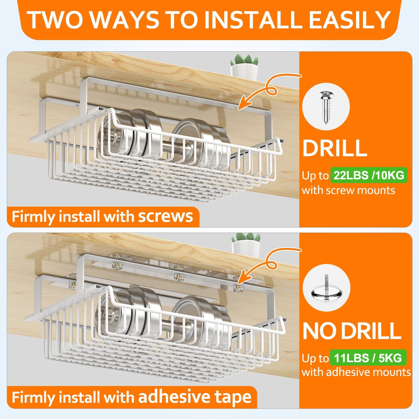 ENONCI Under Desk Storage Drawer Slide Out No Drill Metal Cabinet