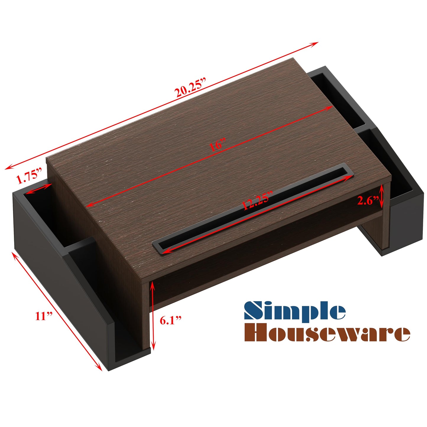 Simple Houseware Desk Monitor Stand Riser w/ Adjustable Tray, Espresso