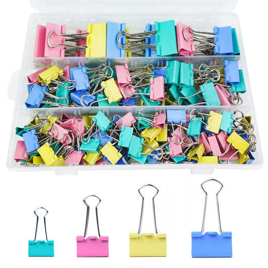 170 Pcs Binder Clips Assorted Sizes, Colored Large, Medium, Small Binder Paper Clips for Office