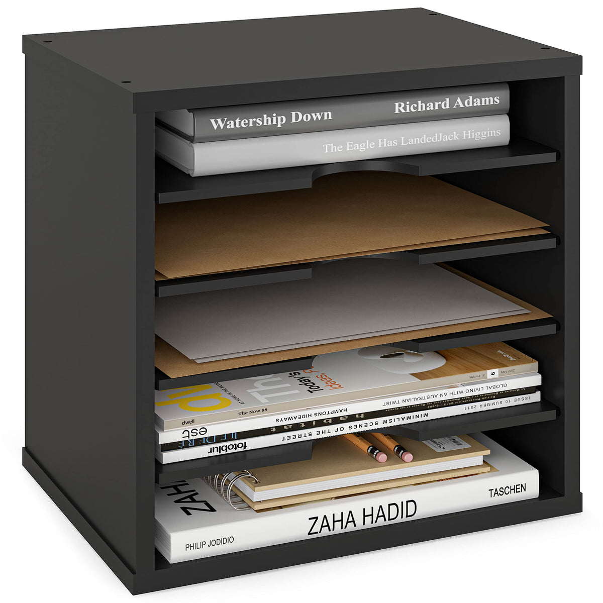 Ballucci 5-Tier File Organizer for Desk, Wooden Mail Sorter, Office Desk Organization, Paper
