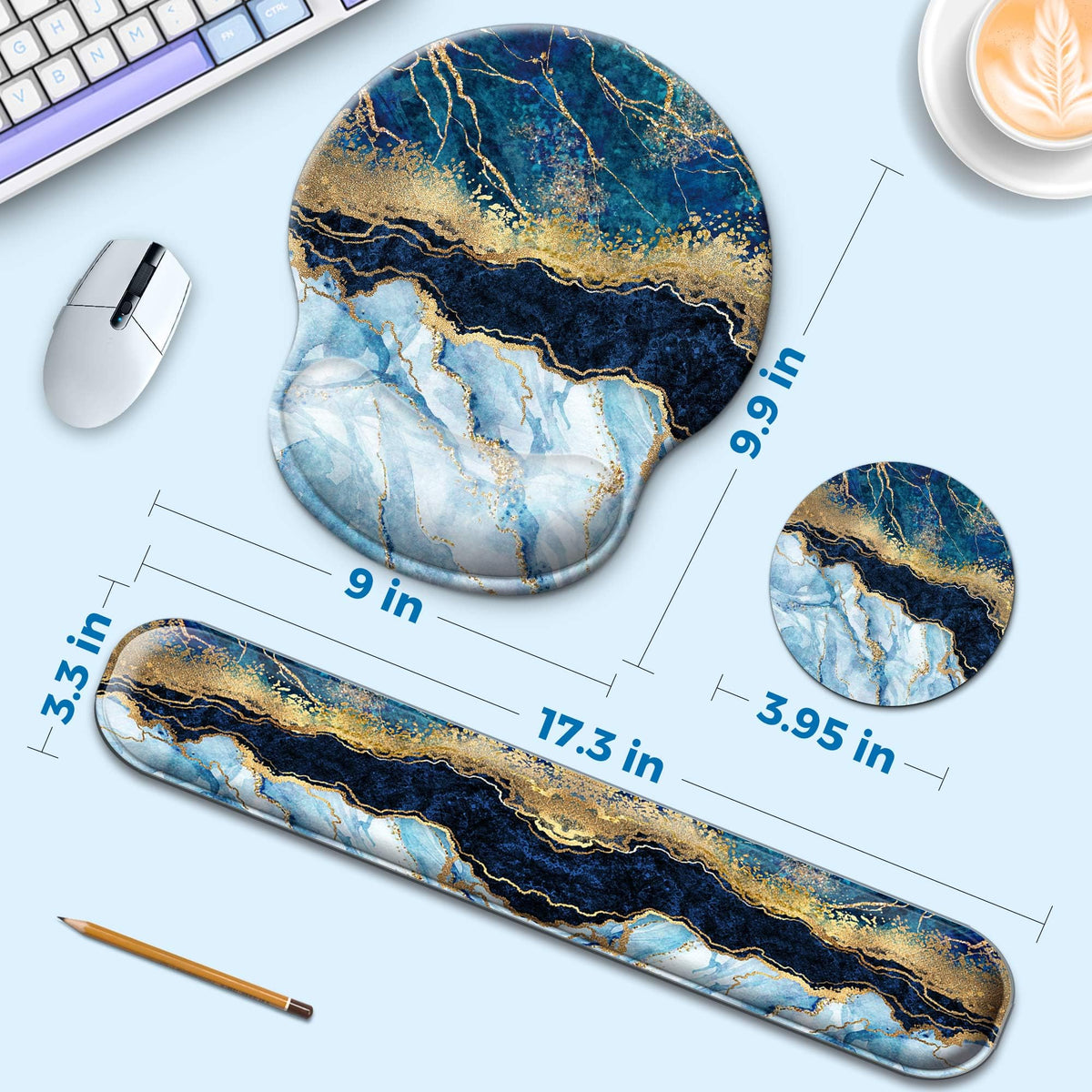 Wiabsi Mouse Pad and Keyboard Wrist Rest Support,Ergonomic Mouse Pad Set