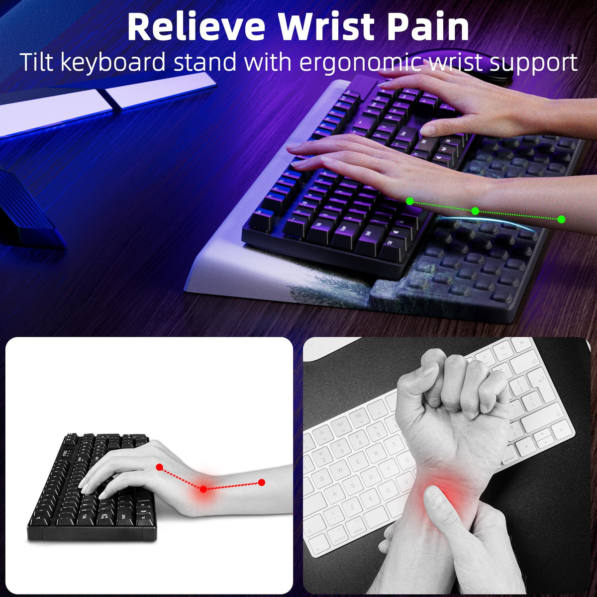 Ospelelf Keyboard Wrist Rest Pad, Comfy Ergonomic Keyboard Stand Holder, Office Desk Accessories