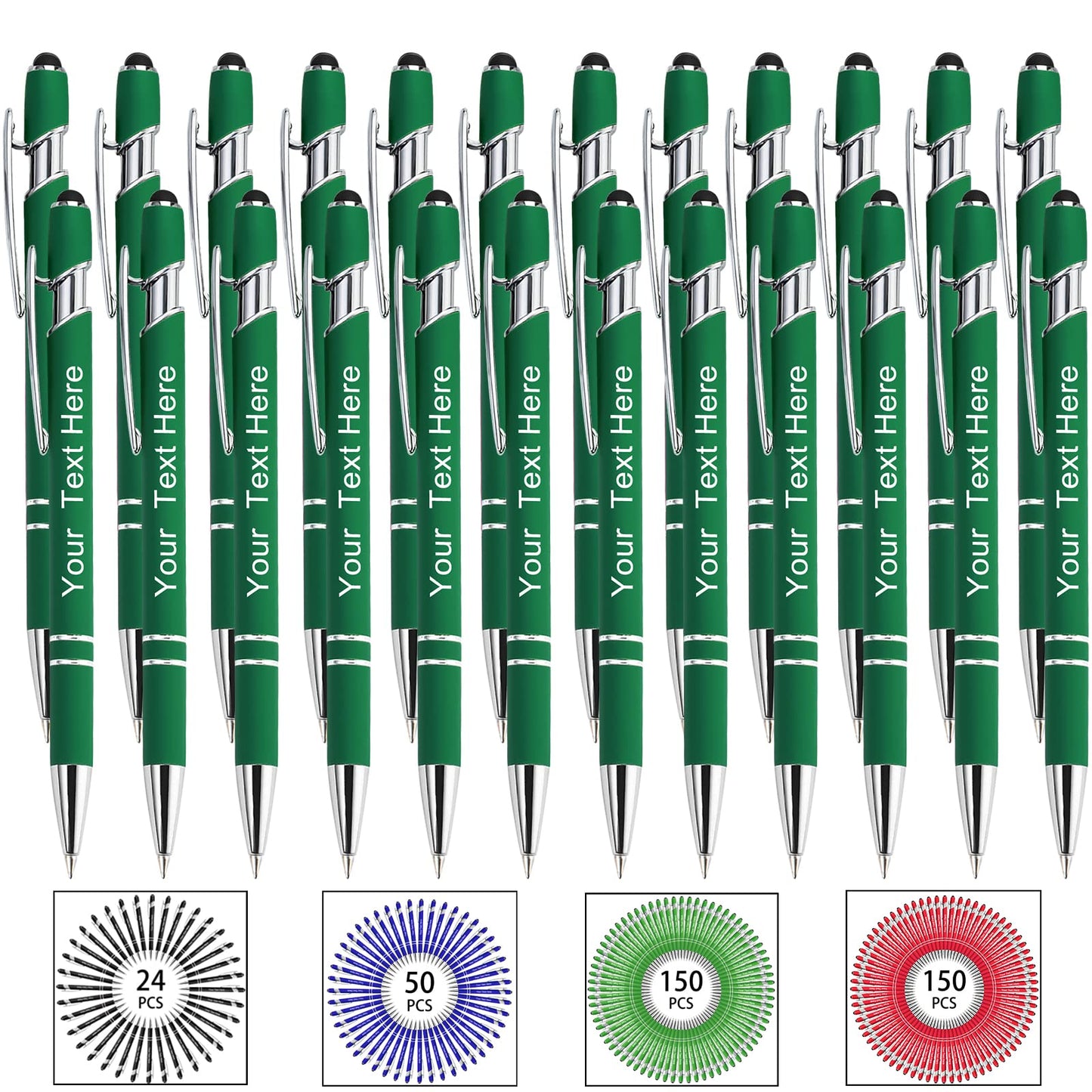Hapelf Up to 500 Bulk Personalized Pens Custom Engraved Ballpoint Pen with Stylus Tip Retractable