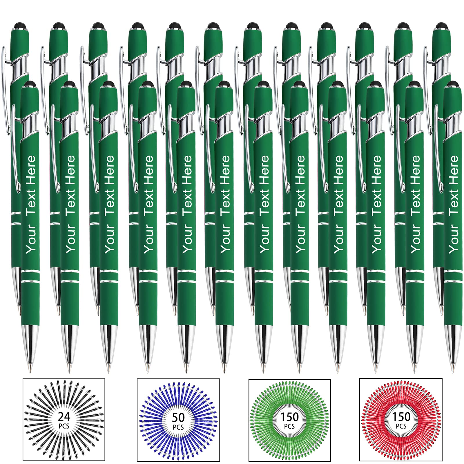 Hapelf Up to 500 Bulk Personalized Pens Custom Engraved Ballpoint Pen with Stylus Tip Retractable