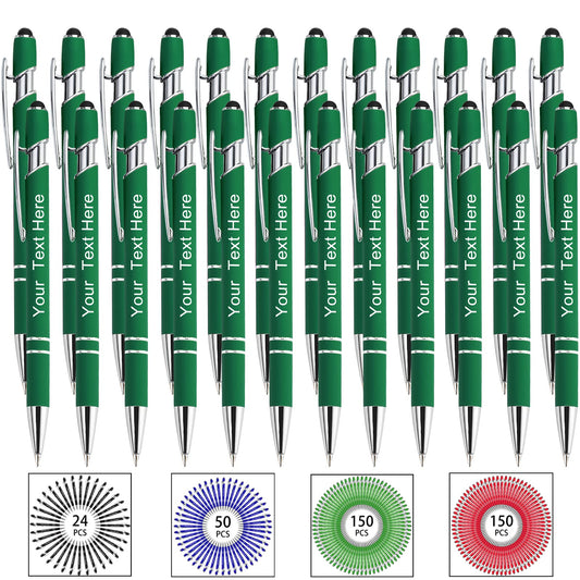 Hapelf Up to 500 Bulk Personalized Pens Custom Engraved Ballpoint Pen with Stylus Tip Retractable