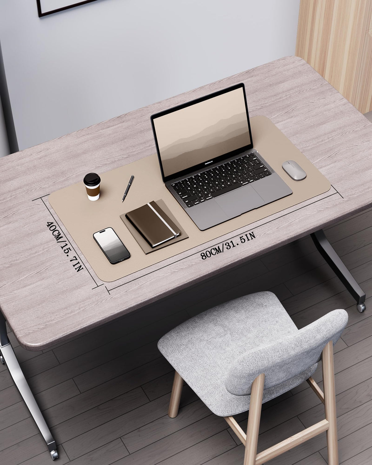 YSAGi Double-Sided Desk Pad, 35.4"x17" Leather Desk Mat, Eco Cork Desk Pad Protector,Large Mouse