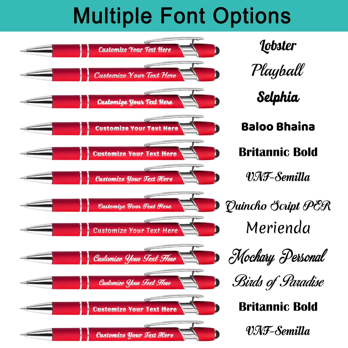 Aolun 36 Personalized Pens in Bulk with Stylus Engraved Custom Pens,Soft Touch Metal,Engraving