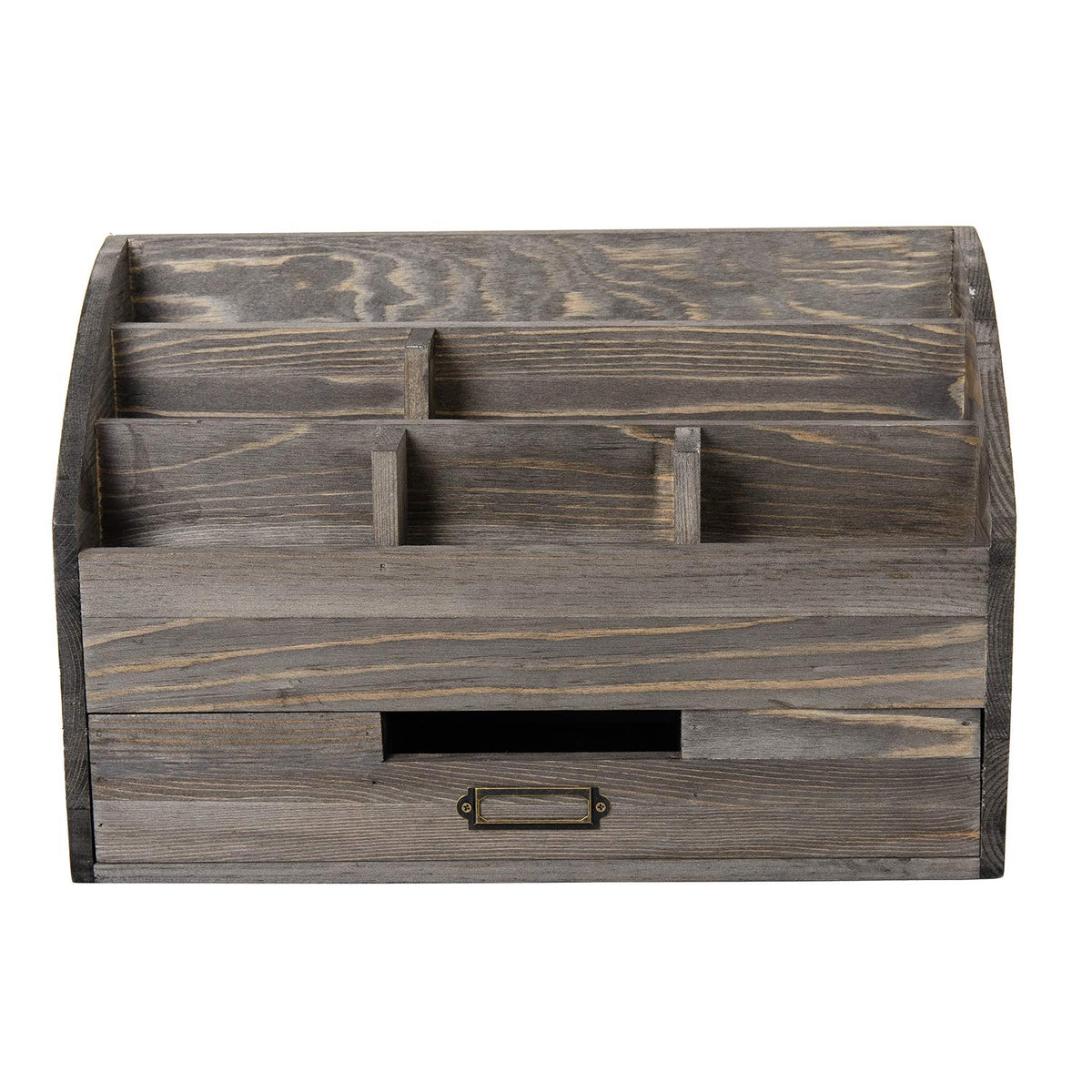 canwedance Distressed Rustic Wooden Office Desk Organizer 5 Compartment with 2 Drawer &Counter Desk