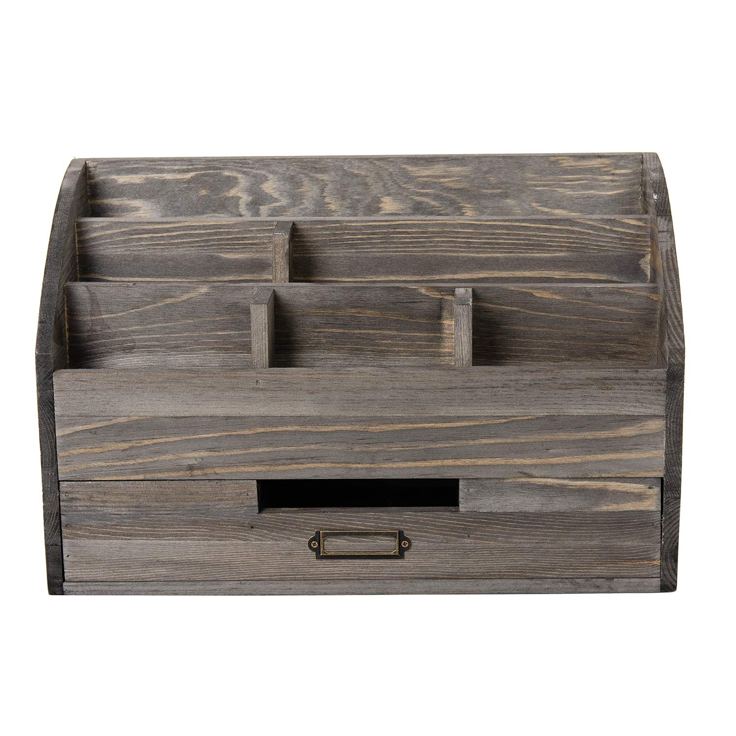 canwedance Distressed Rustic Wooden Office Desk Organizer 5 Compartment with 2 Drawer &Counter Desk