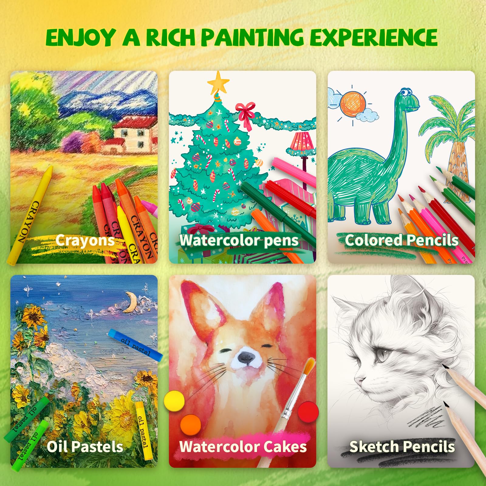 Cokiki Dinosaur Drawing Kit for Kids 6-12, 184 Piece Art Set