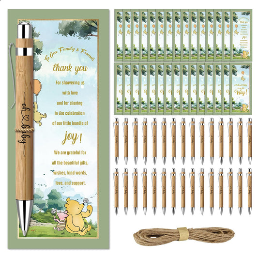 30 Pcs Winnie Baby Shower Gifts, Baby Shower Favors for 30 Guest, Baby Shower Sets, Included Bamboo
