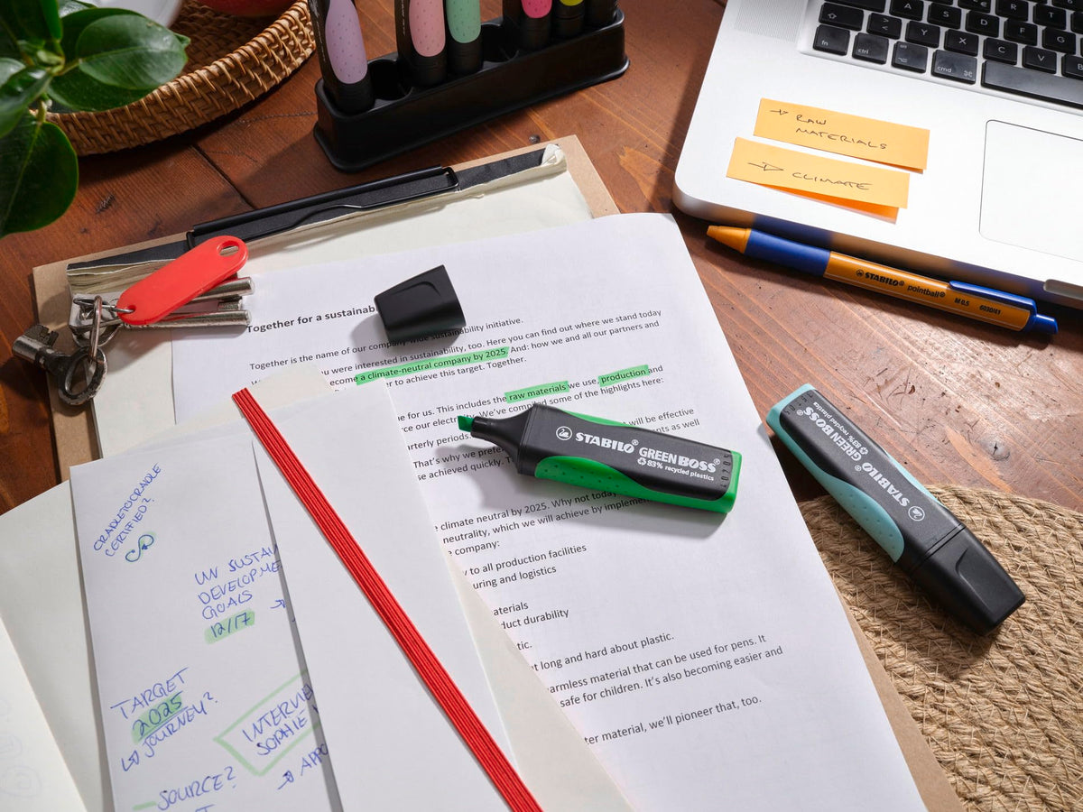 Eco-Friendly Highlighter - STABILO GREEN BOSS Pastel - Deskset of 8 - Assorted Colours