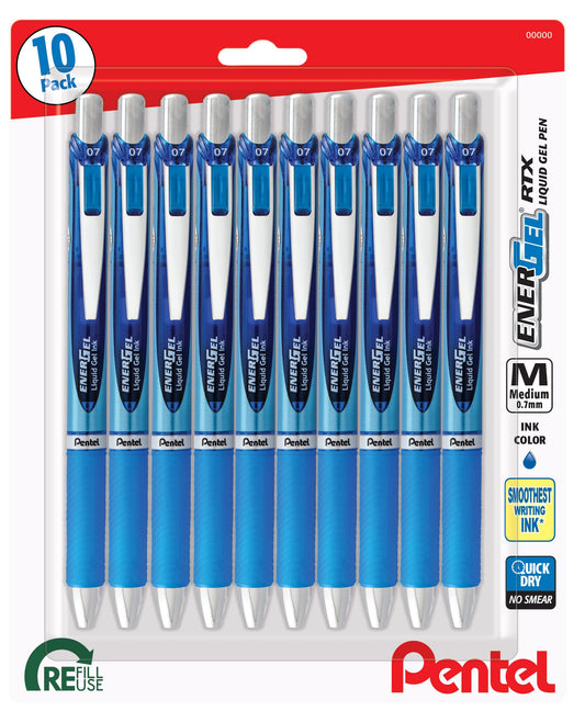 Pentel EnerGel RTX Retractable Premium Liquid Gel Pen, (0.7mm) Needle Tip, Ultra Smooth, Medium